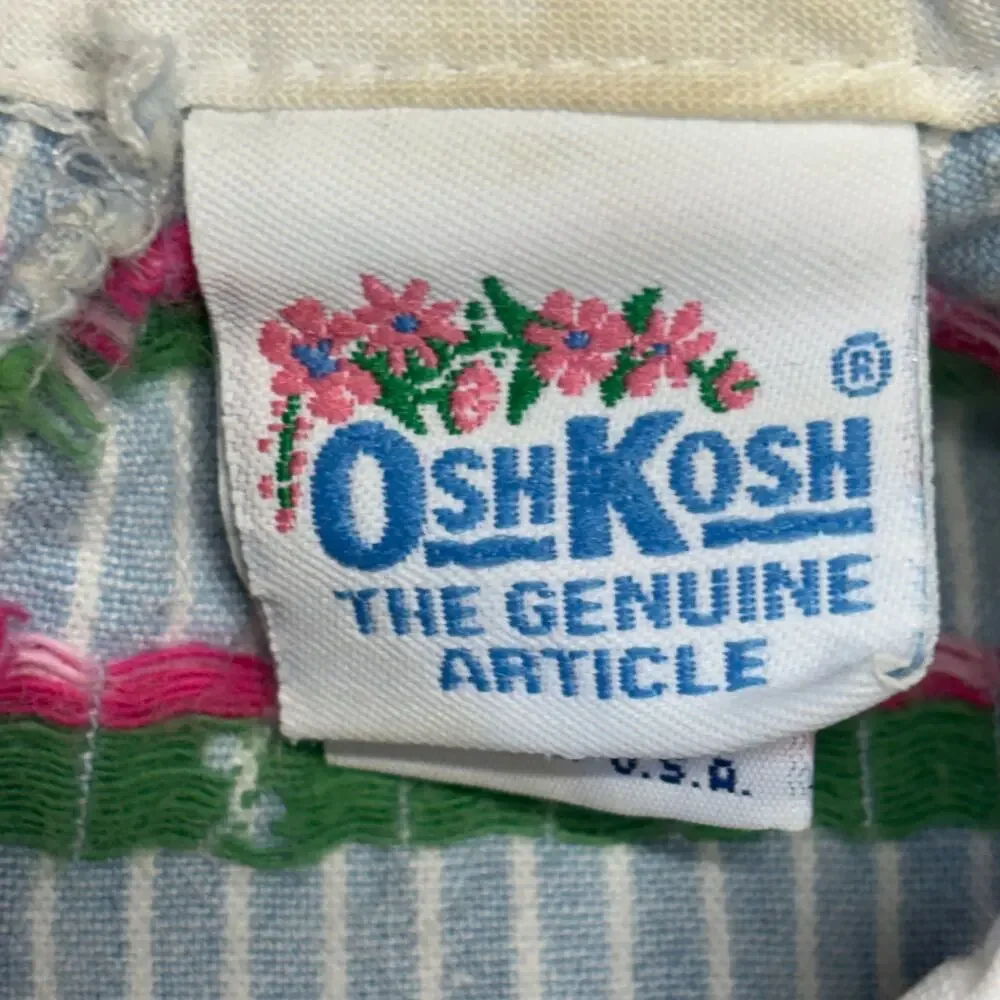 Vintage OshKosh B'Gosh Dress Girls 6 Blue Flowers Cottagecore Classic USA Made